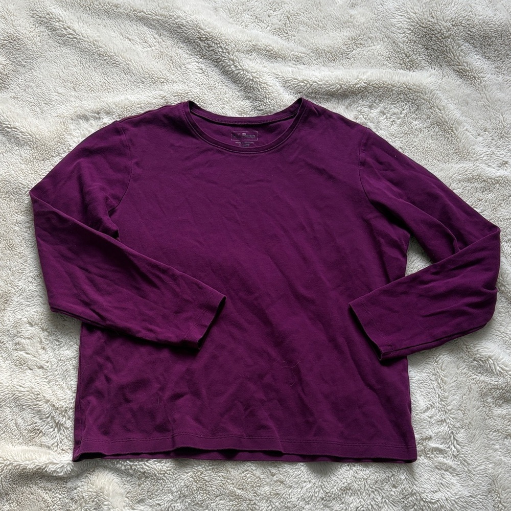06 L.L.Bean Cotton Long Sleeve Size L Petite | Soft Essentials | Minimalist Core